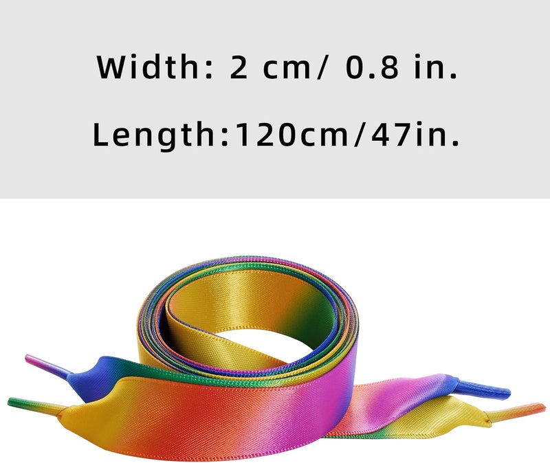 Marrywindix 2 Pairs 47" Flat Satin Ribbon Shoelaces Silk Shoestring Wide Shoe Laces for Sneaker Skate Shoes Boots Sport Shoes - Image 2